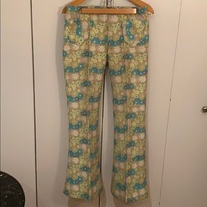 Vintage 1960s flower flare pants